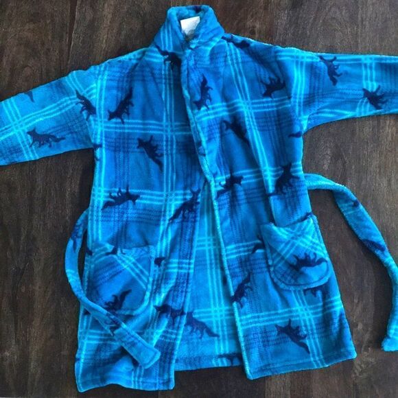 Cuddl Duds Fox Robe, 2T, Navy Blue, Teal, and White - Picture 1 of 7